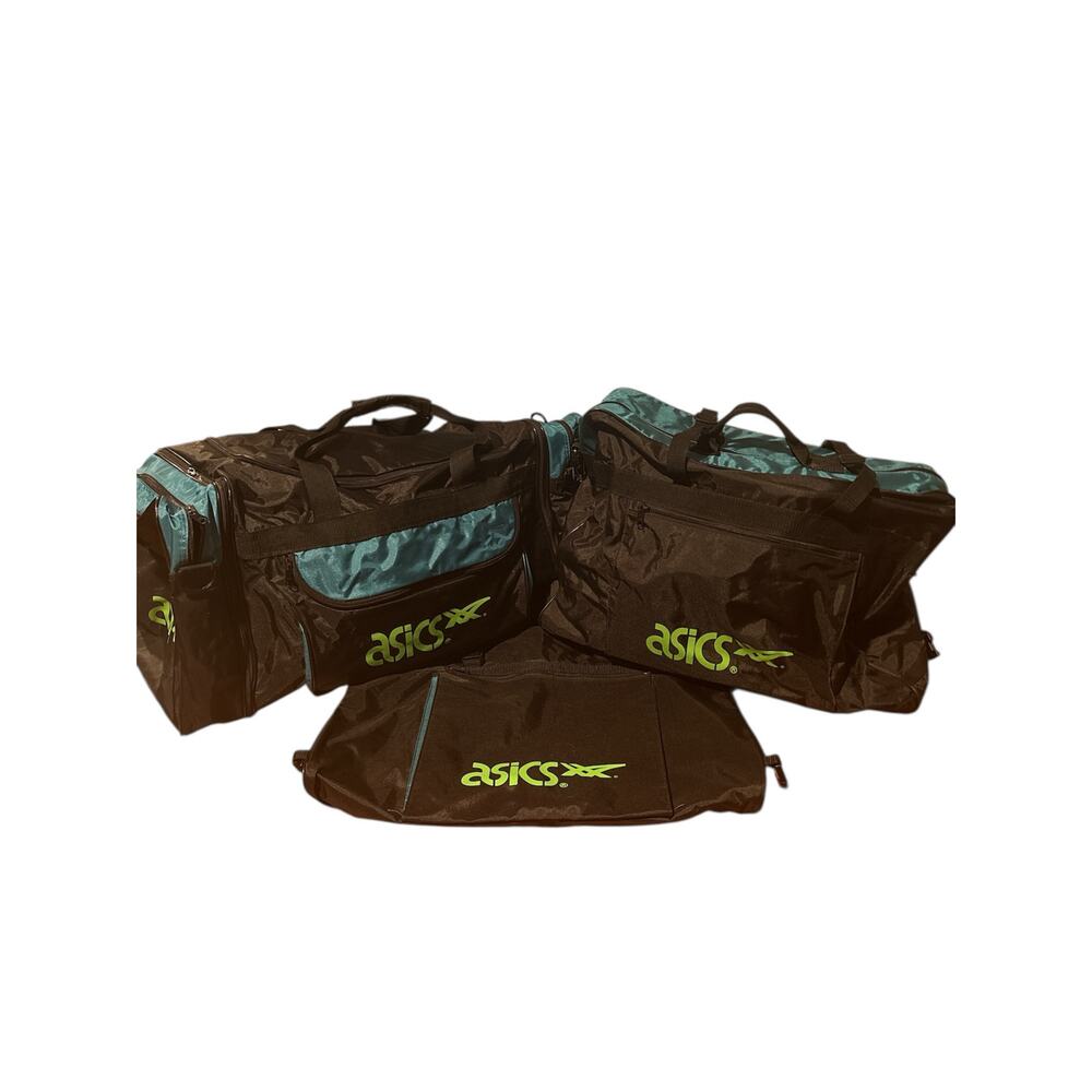Set of 3‎ Vintage 90s ASICS Sports Travel Bags Duffle Teal Black Athletic